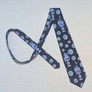 Leonard Paris Silk Tie 100% silk Blue Black